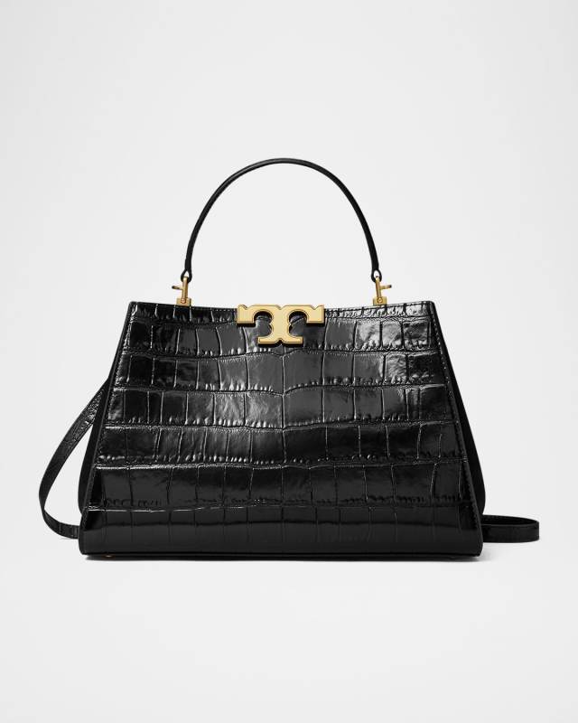 Eleanor Croc-Embossed Leather Satchel Bag